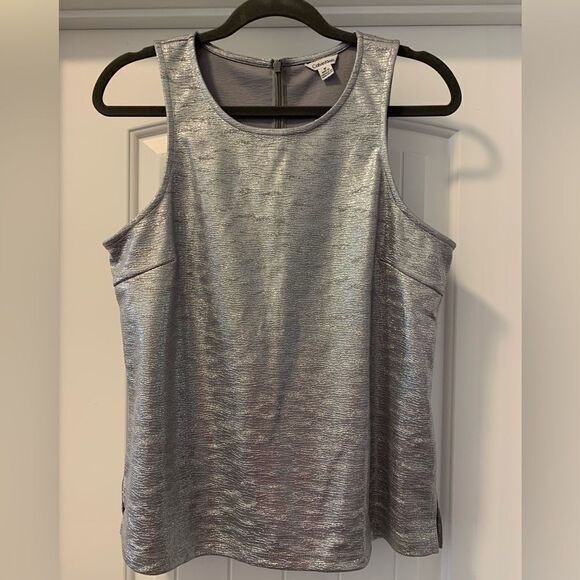 Calvin Klein Metallic Silver Tank Style Top Size Medium - Picture 1 of 4
